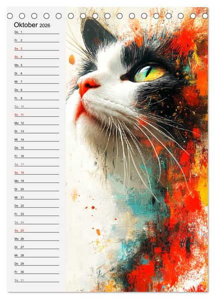 Produktbild: Katzenportraits. Moderne Samtpfoten-Kunst (Tischkalender 2026 DIN A5 hoch), CALVENDO Monatskalender