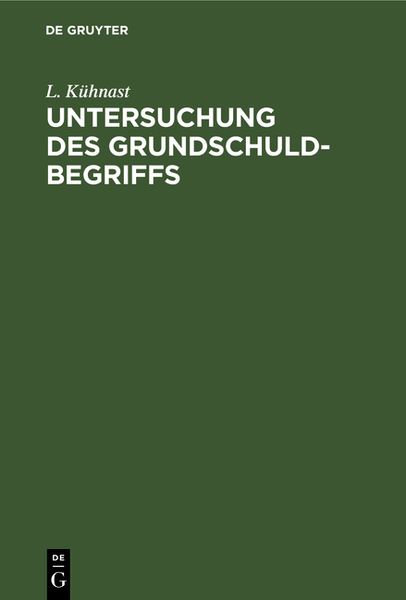 Produktbild: Untersuchung des Grundschuldbegriffs