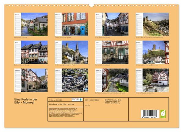 Produktbild: Eine Perle in der Eifel - Monreal (hochwertiger Premium Wandkalender 2026 DIN A2 quer), Kunstdruck in Hochglanz