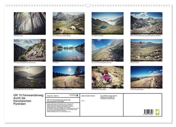 Produktbild: GR 10 Fernwanderweg durch die franz&ouml;sischen Pyren&auml;en (Wandkalender 2026 DIN A2 quer), CALVENDO Monatskalender