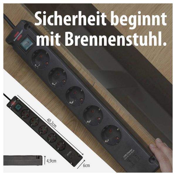 Produktbild: Brennenstuhl 1150660415 Steckdosenleiste mit Schalter Schwarz Schutzkontakt 1St.