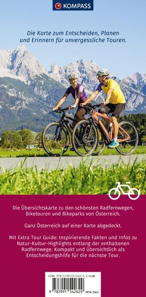 Produktbild: KOMPASS Radfernwegekarte Radfernwege & Biketouren &Ouml;sterreich - &Uuml;bersichtskarte 1:300.000