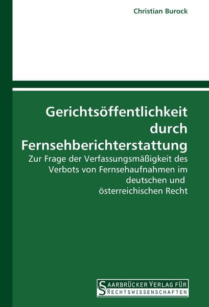 Produktbild: Gerichts&ouml;ffentlichkeit durch Fernsehberichterstattung