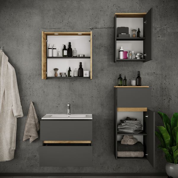 Produktbild: 5 tlg. Badm&ouml;bel-Set mit Waschbecken Cosila-I 61 cm