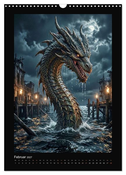 Produktbild: Drachen - Magische Herrscher, Dark‑Fantasy Wandkalender (Wandkalender 2027 DIN A3 hoch), CALVENDO Monatskalender