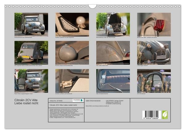 Produktbild: Citro&euml;n 2CV Alte Liebe rostet nicht (Wandkalender 2026 DIN A3 quer), CALVENDO Monatskalender