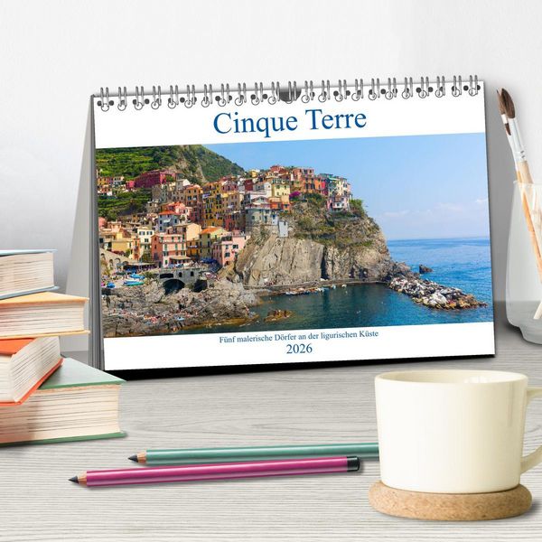 Produktbild: Cinque Terre - F&uuml;nf malerische D&ouml;rfer an der ligurischen K&uuml;ste (Tischkalender 2026 DIN A5 quer), CALVENDO Monatskalender