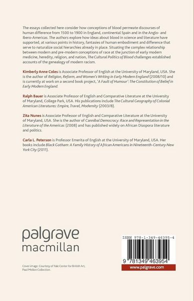 Produktbild: The Cultural Politics of Blood, 1500-1900