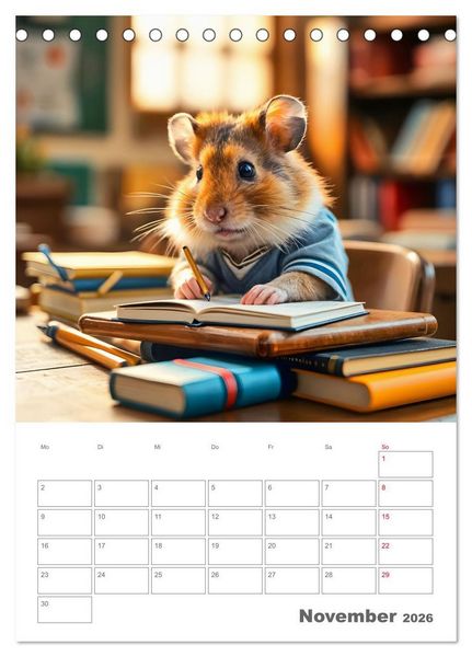 Produktbild: School Hamster - Eifrige KI Hamster pr&auml;sentieren ihre Hamsterschule (Tischkalender 2026 DIN A5 hoch), CALVENDO Monatskalender
