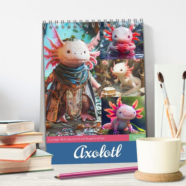 Produktbild: Axolotl. Lustiger Schwanzlurch mit Superkr&auml;ften (Tischkalender 2026 DIN A5 hoch), CALVENDO Monatskalender