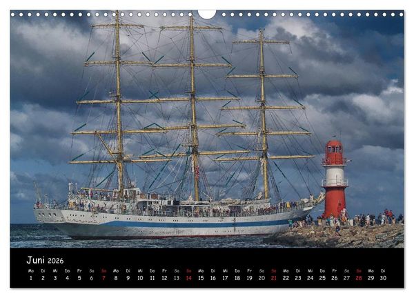 Produktbild: Windjammer vor Warnem&uuml;nde (Wandkalender 2026 DIN A3 quer), CALVENDO Monatskalender