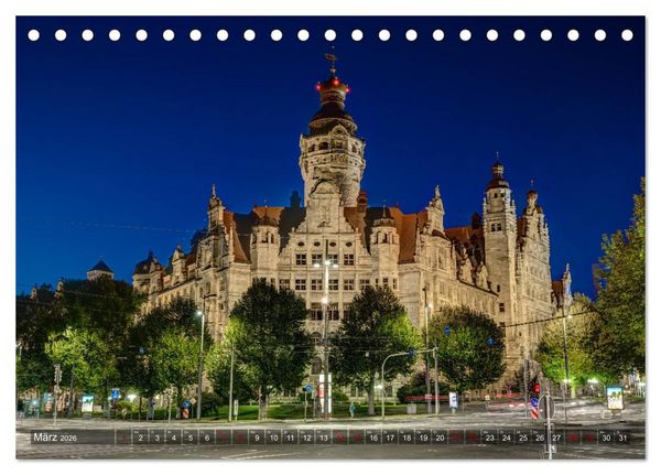 Produktbild: Nachts in Leipzig (Tischkalender 2026 DIN A5 quer), CALVENDO Monatskalender