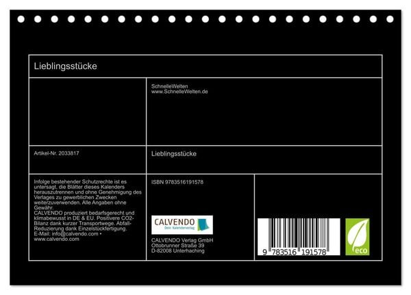 Produktbild: Lieblingsst&uuml;cke (Tischkalender 2026 DIN A5 quer), CALVENDO Monatskalender
