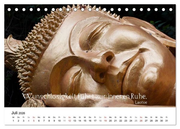 Produktbild: Reisefreu(n)de: Leben in Harmonie - buddhistische Zitate (Tischkalender 2026 DIN A5 quer), CALVENDO Monatskalender