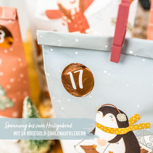 Produktbild: Adventskalender mit bedruckten T&uuml;ten &ndash; Eisblau f&uuml;r Kinder