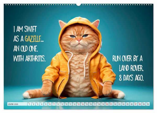 Produktbild: WITTY CATS Cool sayings (High Quality Premium Wall Calendar 2026 DIN A2 landscape),CALVENDO 12 Month Wall Calendar