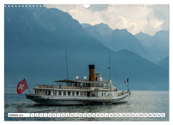 Produktbild: Entre France et Suisse, le lac L&eacute;man (Calendrier mural 2026 DIN A3 vertical), CALVENDO calendrier mensuel