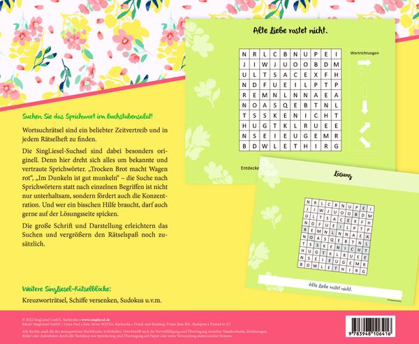 Produktbild: Wortsuchr&auml;tsel f&uuml;r Senioren mit vertrauten Sprichw&ouml;rtern. Spiele-Spa&szlig;, Besch&auml;ftigung und Ged&auml;chtnistraining f&uuml;r Senioren. Auch mit Demenz. Gro&szlig;druck.