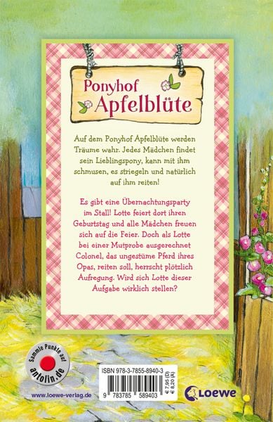 Produktbild: Ponyhof Apfelbl&uuml;te (Band 12) - Lotte und die &Uuml;bernachtungsparty