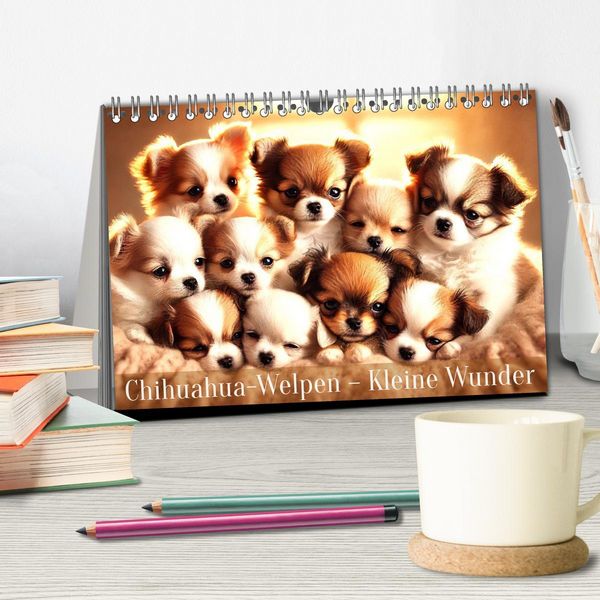 Produktbild: Chihuahua-Welpen &ndash; Kleine Wunder (Tischkalender 2026 DIN A5 quer), CALVENDO Monatskalender