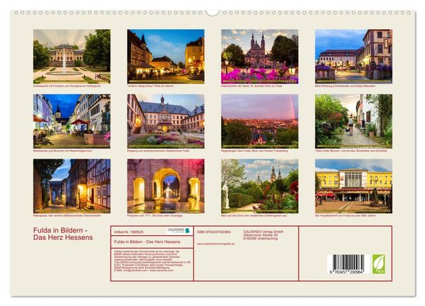 Fulda in Bildern - Das Herz Hessens (hochwertiger Premium Wandkalender 2025 DIN A2 quer), Kunstdruck in Hochglanz