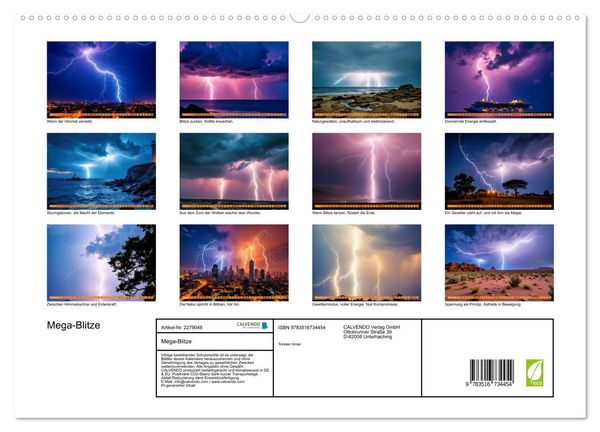 Produktbild: Mega-Blitze (hochwertiger Premium Wandkalender 2026 DIN A2 quer), Kunstdruck in Hochglanz