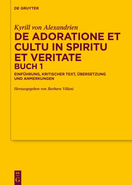 Produktbild: De adoratione et cultu in spiritu et veritate, Buch 1