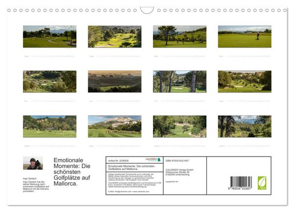 Produktbild: Emotionale Momente: Die sch&ouml;nsten Golfpl&auml;tze auf Mallorca. (Wandkalender 2026 DIN A3 quer), CALVENDO Monatskalender