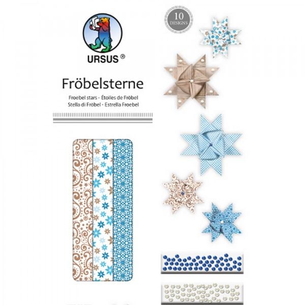 URSUS Dekorationsartikel Fröbelsterne, eisblau/braun