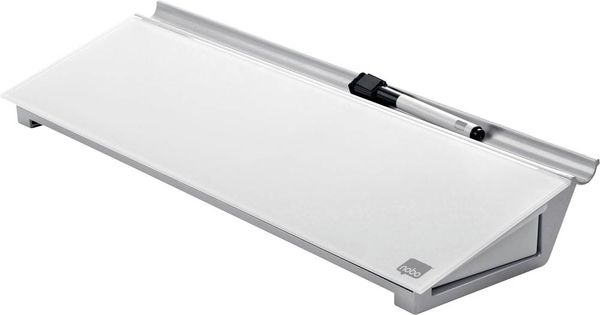 Produktbild: nobo Glas-Notizboard Diamond Glass Memo Desktop (B x H) 458 mm x 60 mm Brillant-Wei&szlig; Inkl. Ablageschale, Inkl. Boardmarker