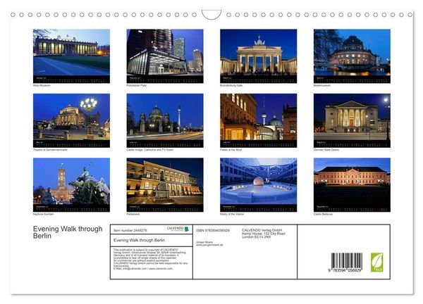 Produktbild: Evening Walk through Berlin (Wall Calendar 2027 DIN A3 landscape), CALVENDO 12 Month Wall Calendar