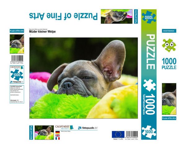 CALVENDO Puzzle Müder kleiner Welpe | 1000 Teile Lege-Größe 64x48cm Foto-Puzzle für glückliche Stunden