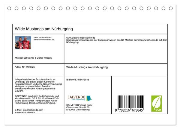 Produktbild: Wilde Mustangs am N&uuml;rburgring (Tischkalender 2026 DIN A5 quer), CALVENDO Monatskalender