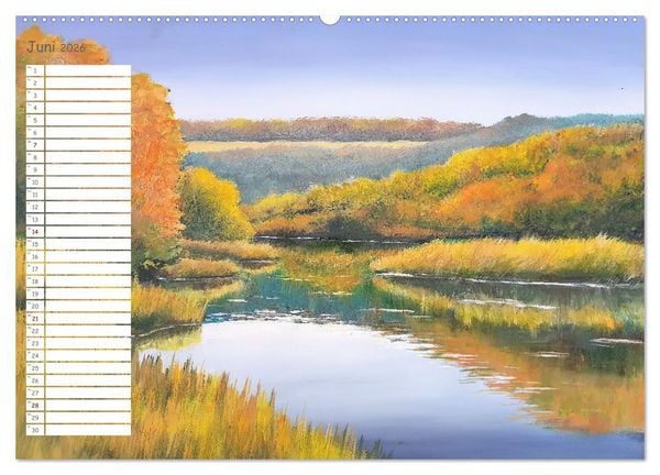 Produktbild: Gemalte Herbsttr&auml;ume - Eine malerische Reise in bunte Herbstlandschaften (hochwertiger Premium Wandkalender 2026 DIN A2 quer), Kunstdruck in Hochglanz