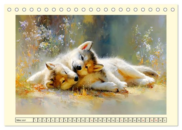 Produktbild: Waldseelen. Verspielte W&ouml;lfe im Licht der Natur (Tischkalender 2027 DIN A5 quer), CALVENDO Monatskalender