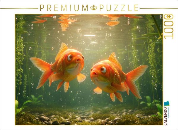 CALVENDO Puzzle Goldfische im Gespräch | 1000 Teile Lege-Größe 64x48cm Foto-Puzzle für glückliche Stunden