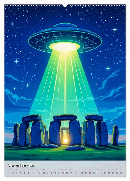 Produktbild: Wir sind nicht allein - UFO-Mythen (hochwertiger Premium Wandkalender 2026 DIN A2 hoch), Kunstdruck in Hochglanz