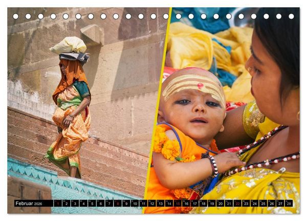 Produktbild: INDIEN Menschen Farben Impressionen (Tischkalender 2026 DIN A5 quer), CALVENDO Monatskalender
