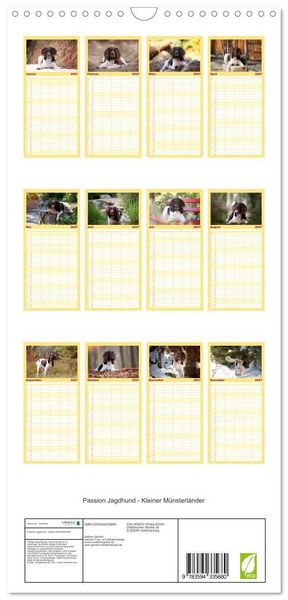 Produktbild: Familienplaner 2027 - Passion Jagdhund - Kleiner M&uuml;nsterl&auml;nder mit 5 Spalten (Wandkalender, 21 x 45 cm) CALVENDO