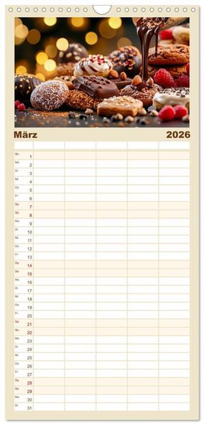 Produktbild: Familienplaner 2026 - Sch&auml;tze der Confiserie Kunst mit 5 Spalten (Wandkalender, 21 x 45 cm) CALVENDO
