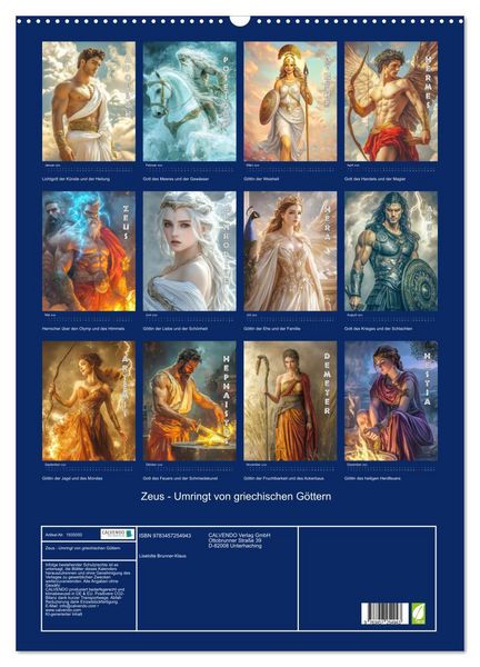 Produktbild: Zeus - Umringt von griechischen G&ouml;ttern (Wandkalender 2026 DIN A2 hoch), CALVENDO Monatskalender