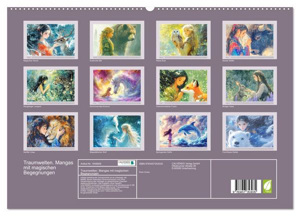 Produktbild: Traumwelten. Mangas mit magischen Begegnungen (hochwertiger Premium Wandkalender 2026 DIN A2 quer), Kunstdruck in Hochglanz