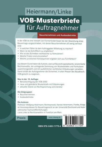 Produktbild: VOB-Musterbriefe f&uuml;r Auftragnehmer