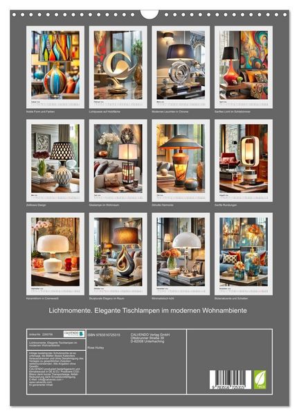 Produktbild: Lichtmomente. Elegante Tischlampen im modernen Wohnambiente (Wandkalender 2026 DIN A3 hoch), CALVENDO Monatskalender