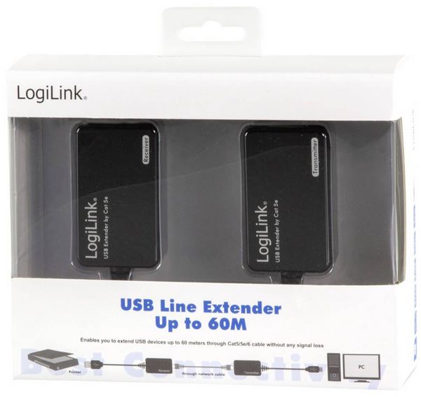 Produktbild: LogiLink UA0021D USB-A (USB 1.1) Extender (Verl&auml;ngerung) &uuml;ber Netzwerkkabel RJ45 60 m