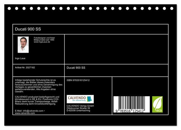 Produktbild: Ducati 900 SS (Tischkalender 2026 DIN A5 quer), CALVENDO Monatskalender