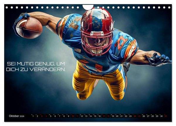 Produktbild: American Football und Motivation (Wandkalender 2026 DIN A4 quer), CALVENDO Monatskalender