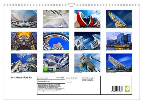 Produktbild: Architektur Portr&auml;ts (Wandkalender 2026 DIN A3 quer), CALVENDO Monatskalender