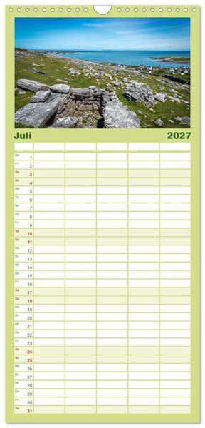 Produktbild: Familienplaner 2027 - Mystisches Irland mit 5 Spalten (Wandkalender, 21 x 45 cm) CALVENDO