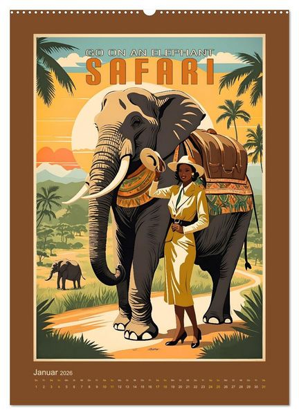 Produktbild: Exotic Travel Poster - nostalgische Abenteuerreisen um die Welt (Wandkalender 2026 DIN A2 hoch), CALVENDO Monatskalender